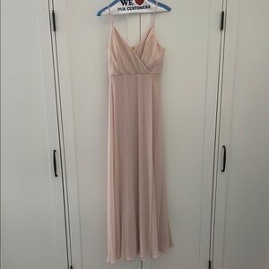 Elegant Blush Pink Maxi Bridesmaid Dress